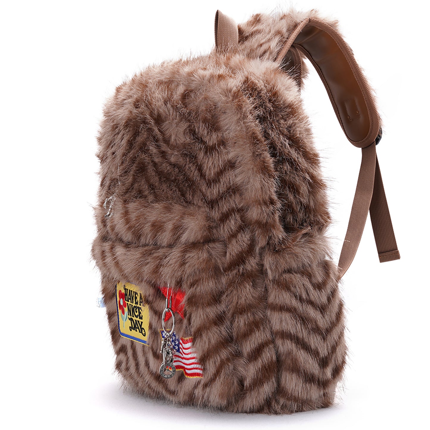 SKIP CLASS MINI BAG / BROWN/BLACK/WHITE FUR
