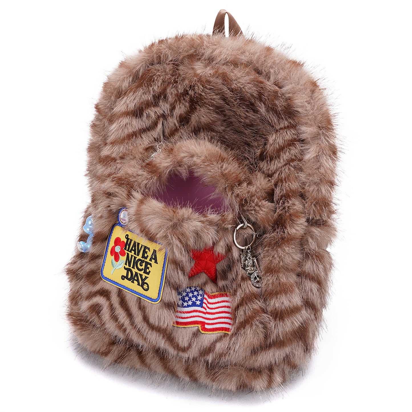 SKIP CLASS MINI BAG / BROWN/BLACK/WHITE FUR