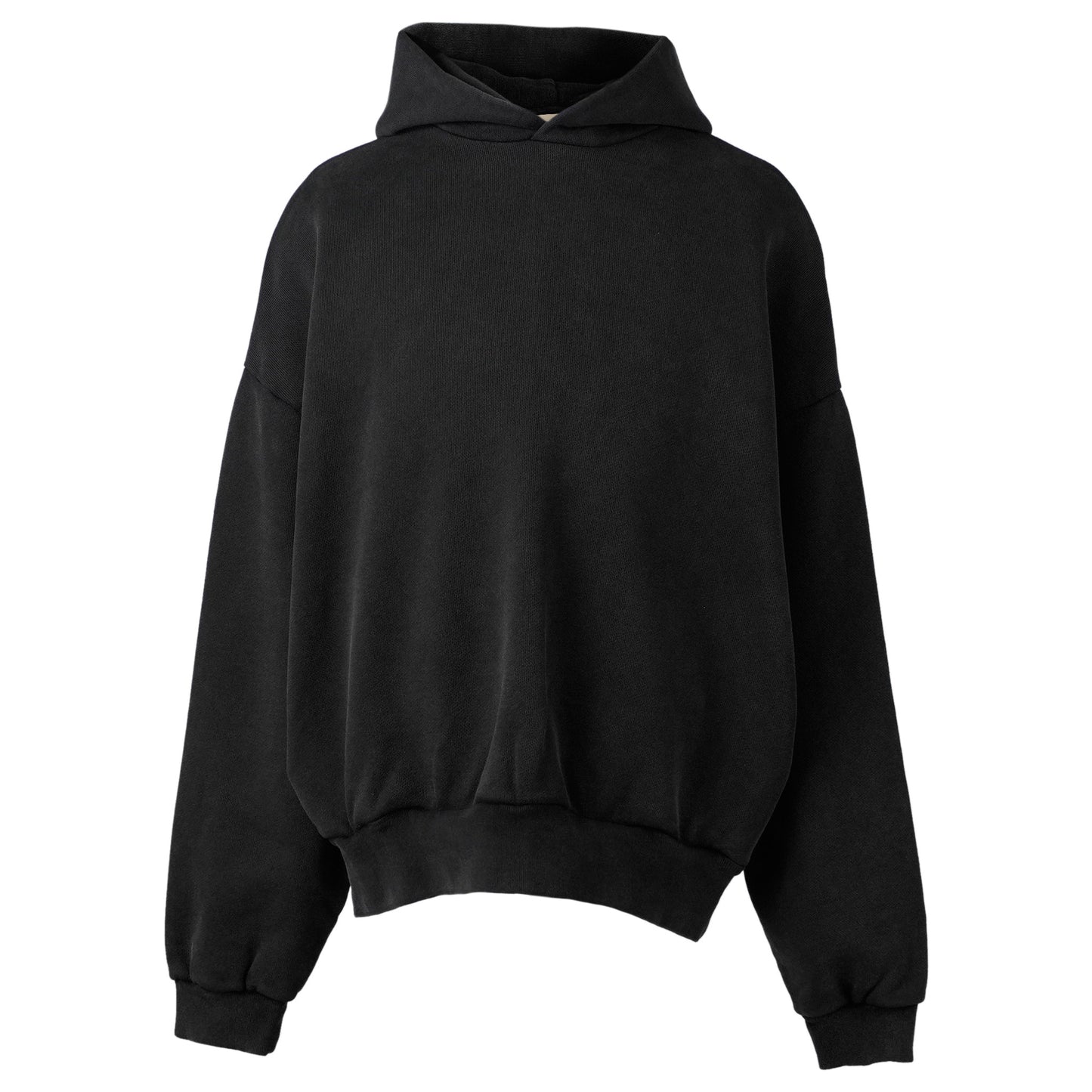 OVERLAPPED HOODIE - 8 GRAY PRINT / 001:BLACK