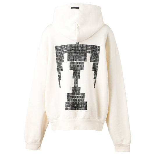 OVERLAPPED HOODIE - EAGLE BLACK PRINT / 107:CREAM