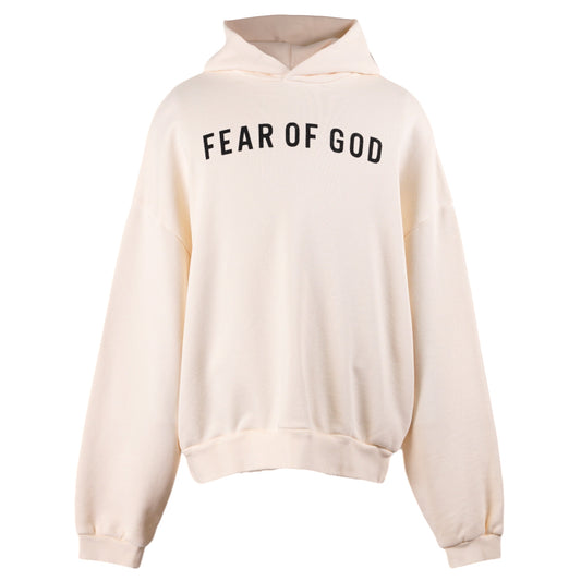 OVERLAPPED HOODIE - LOGO BLACK PRINT / 107:CREAM