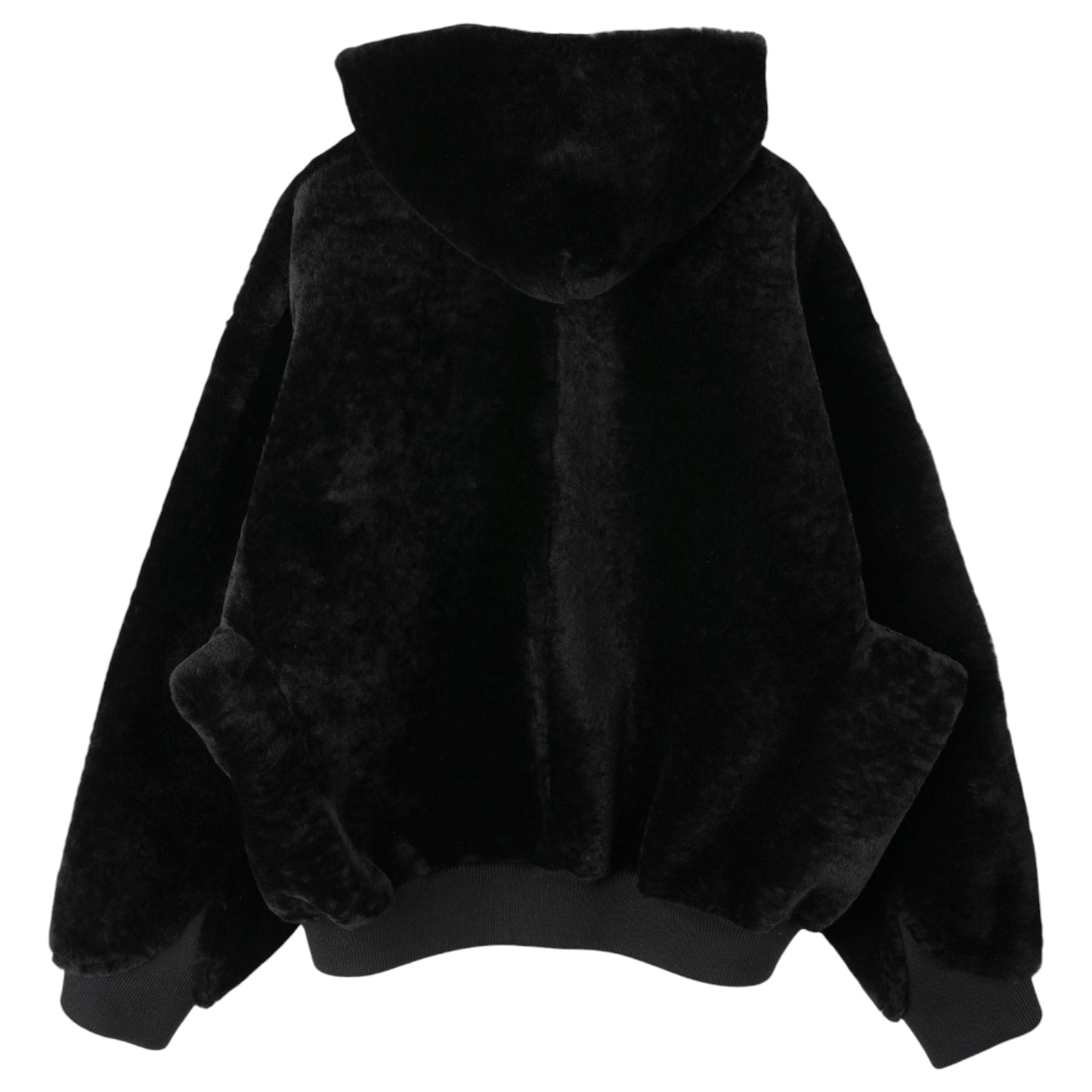 SHEARLING HOODED BOMBER / 001:BLACK