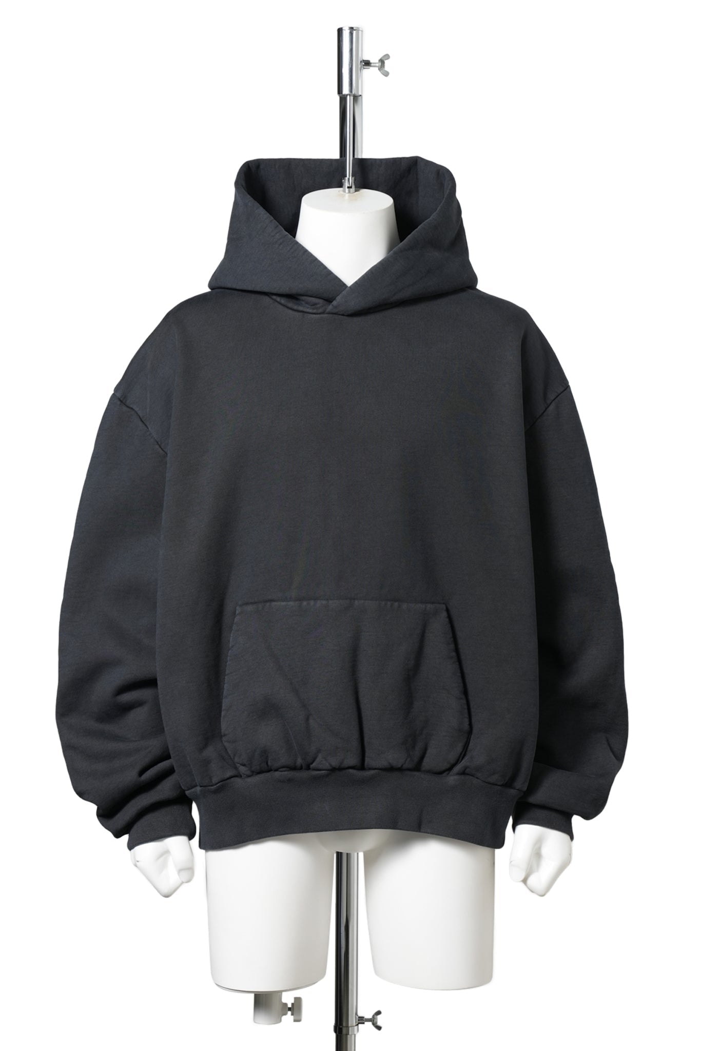 CLASSIC FIT HALF RAGLAN HOODIE W/ POCKET / 001:BLACK