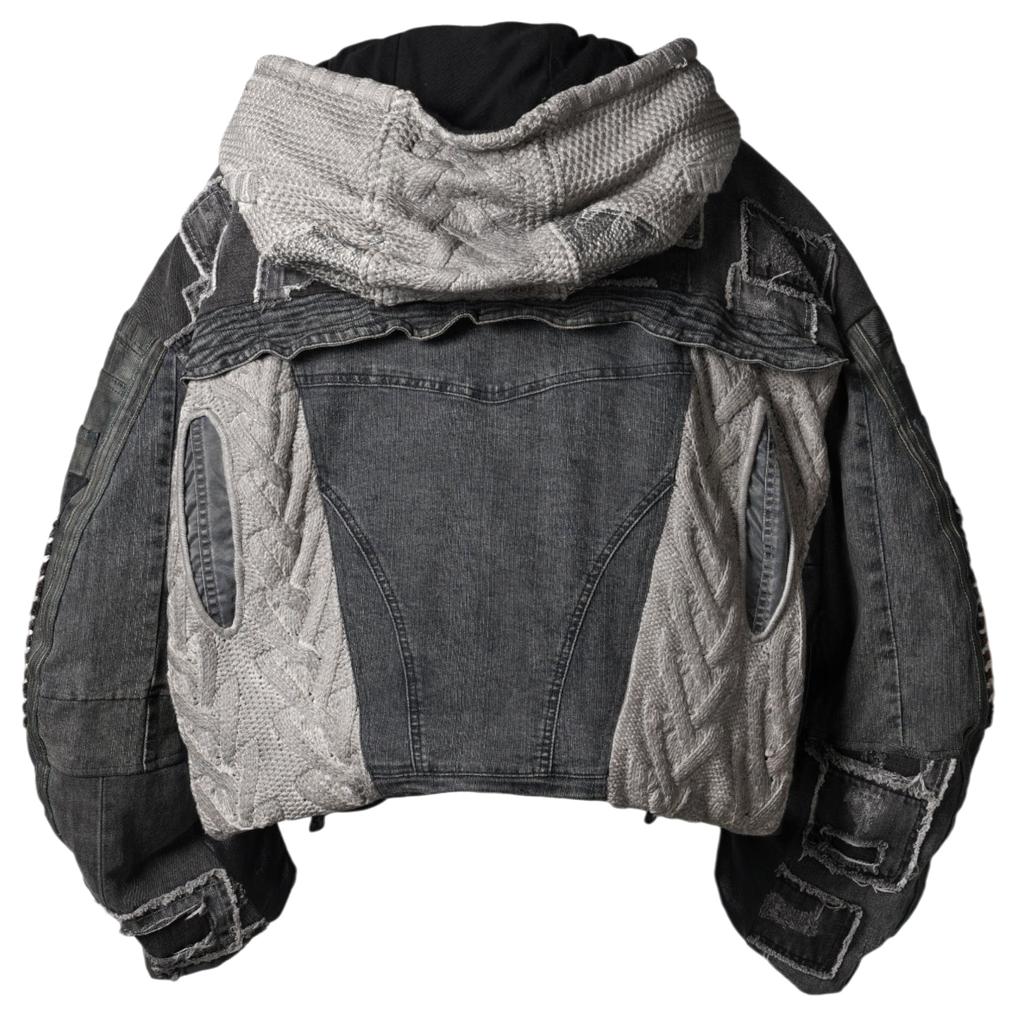 DENIM PADDED HOODIE JACKET / 040/GRAY