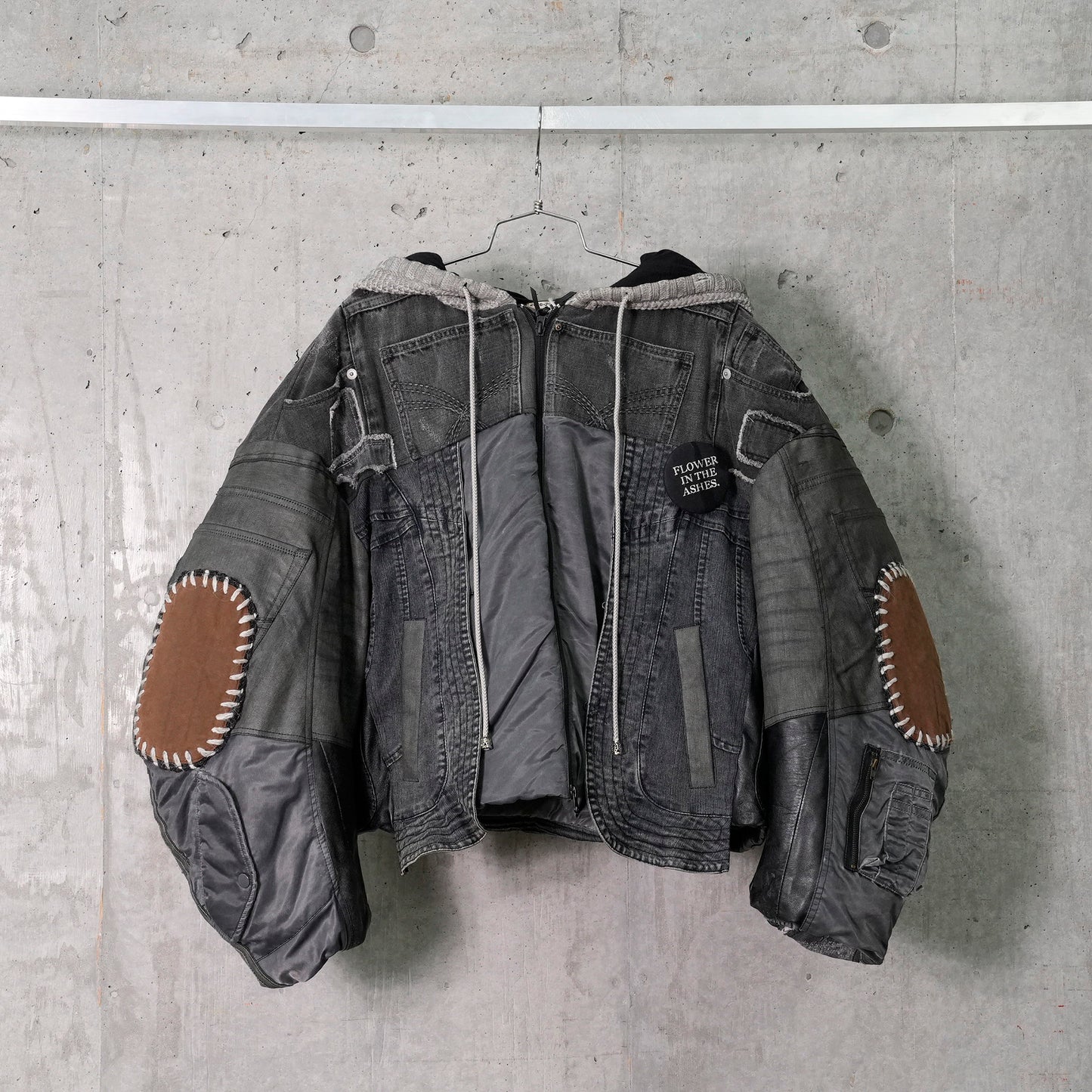 DENIM PADDED HOODIE JACKET / 040/GRAY