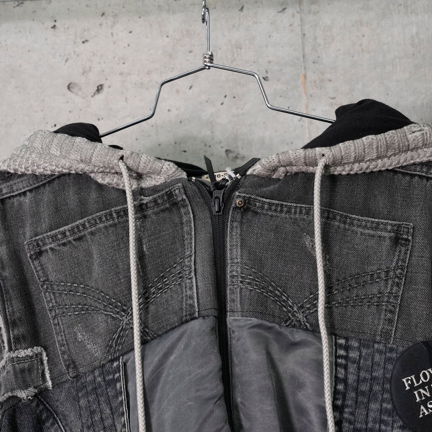 DENIM PADDED HOODIE JACKET / 040/GRAY