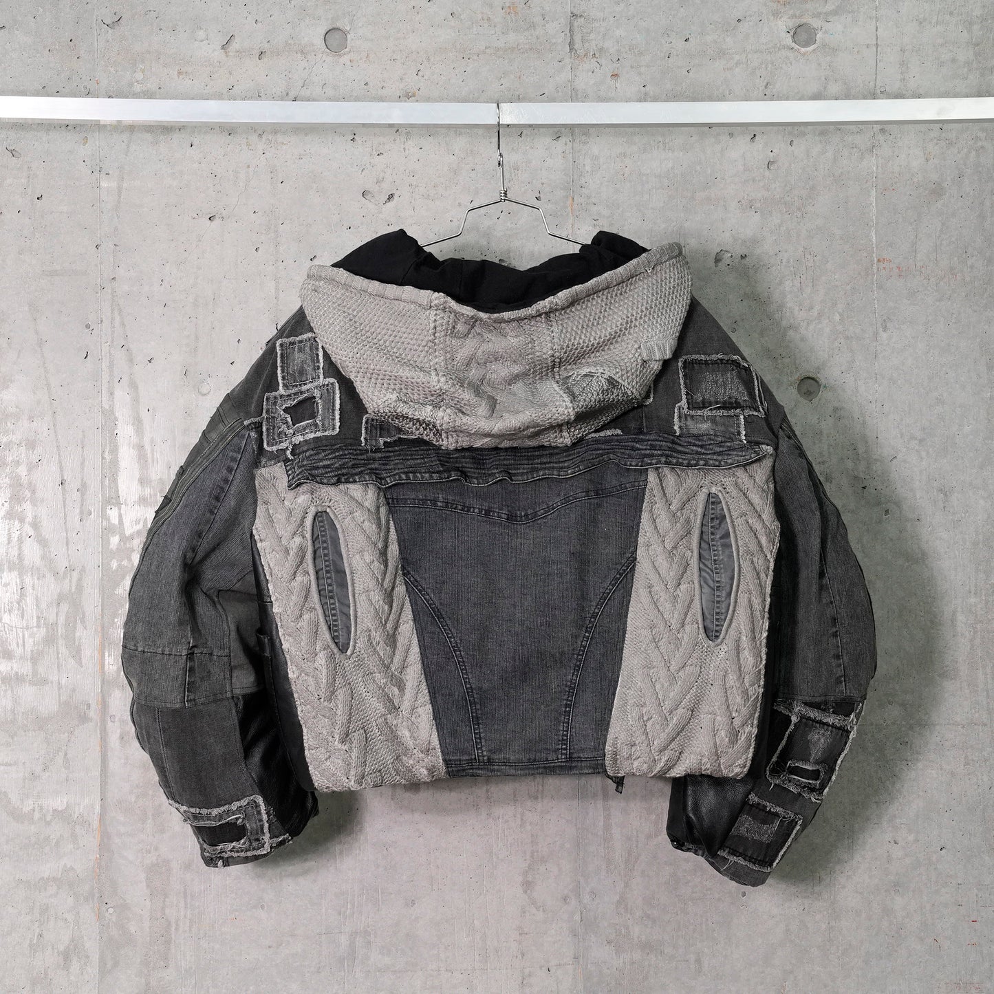 DENIM PADDED HOODIE JACKET / 040/GRAY