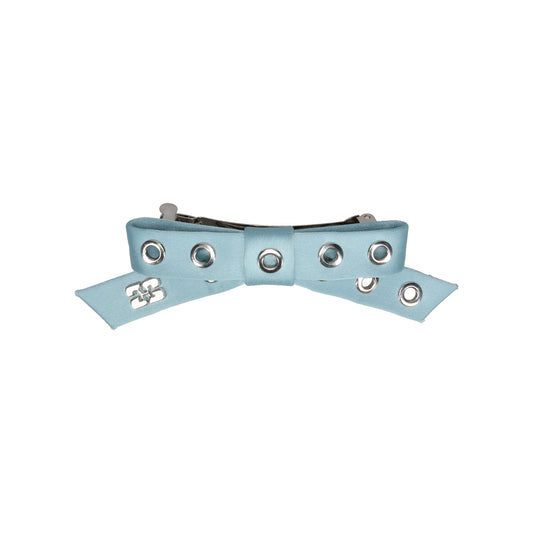 EYELET BOW BARRETTE SATIN / ICYBLUE