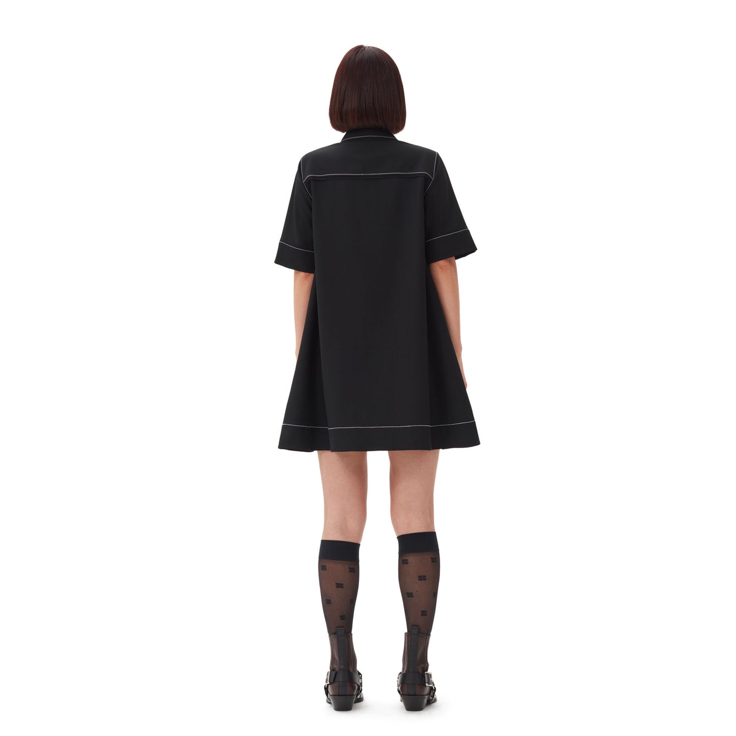 CREPE SABLE MINI DRESS / 099:BLACK