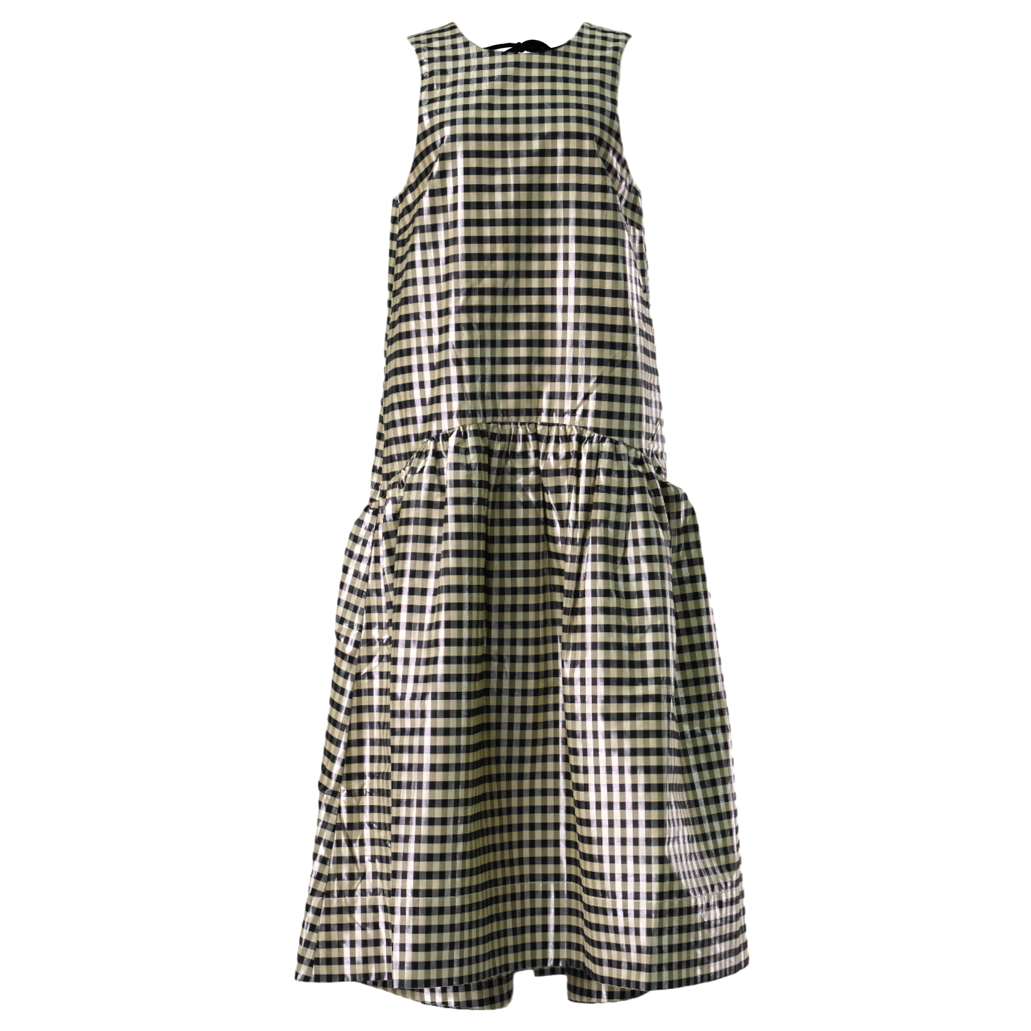 SHINY CHECK JACQUARD MIDI DRESS / 198:LEMON ICING