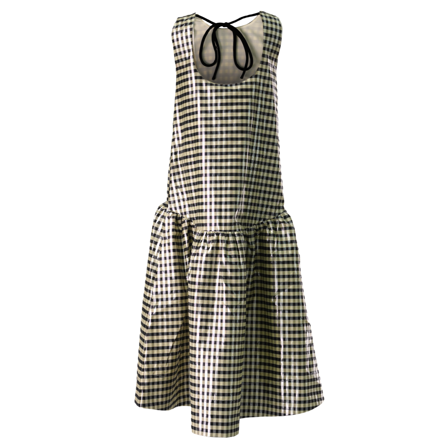 SHINY CHECK JACQUARD MIDI DRESS / 198:LEMON ICING