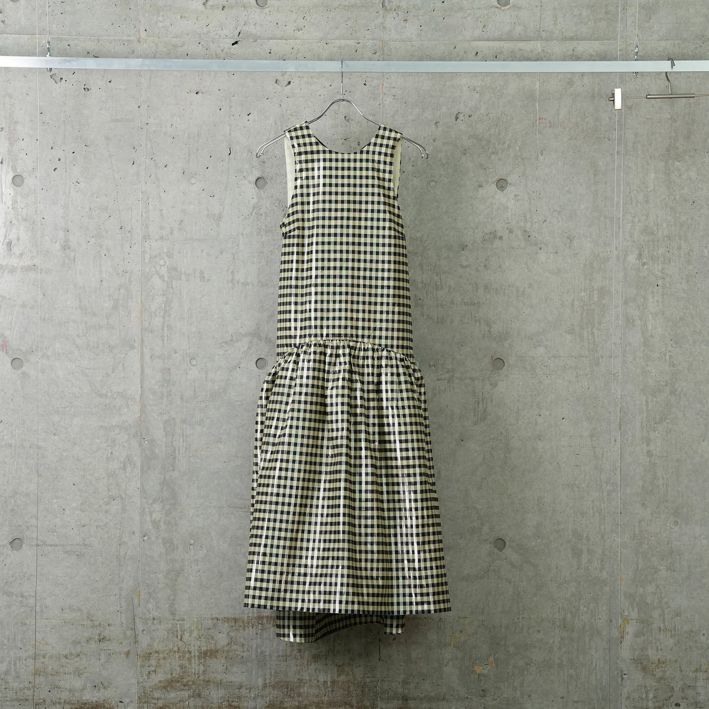 SHINY CHECK JACQUARD MIDI DRESS / 198:LEMON ICING