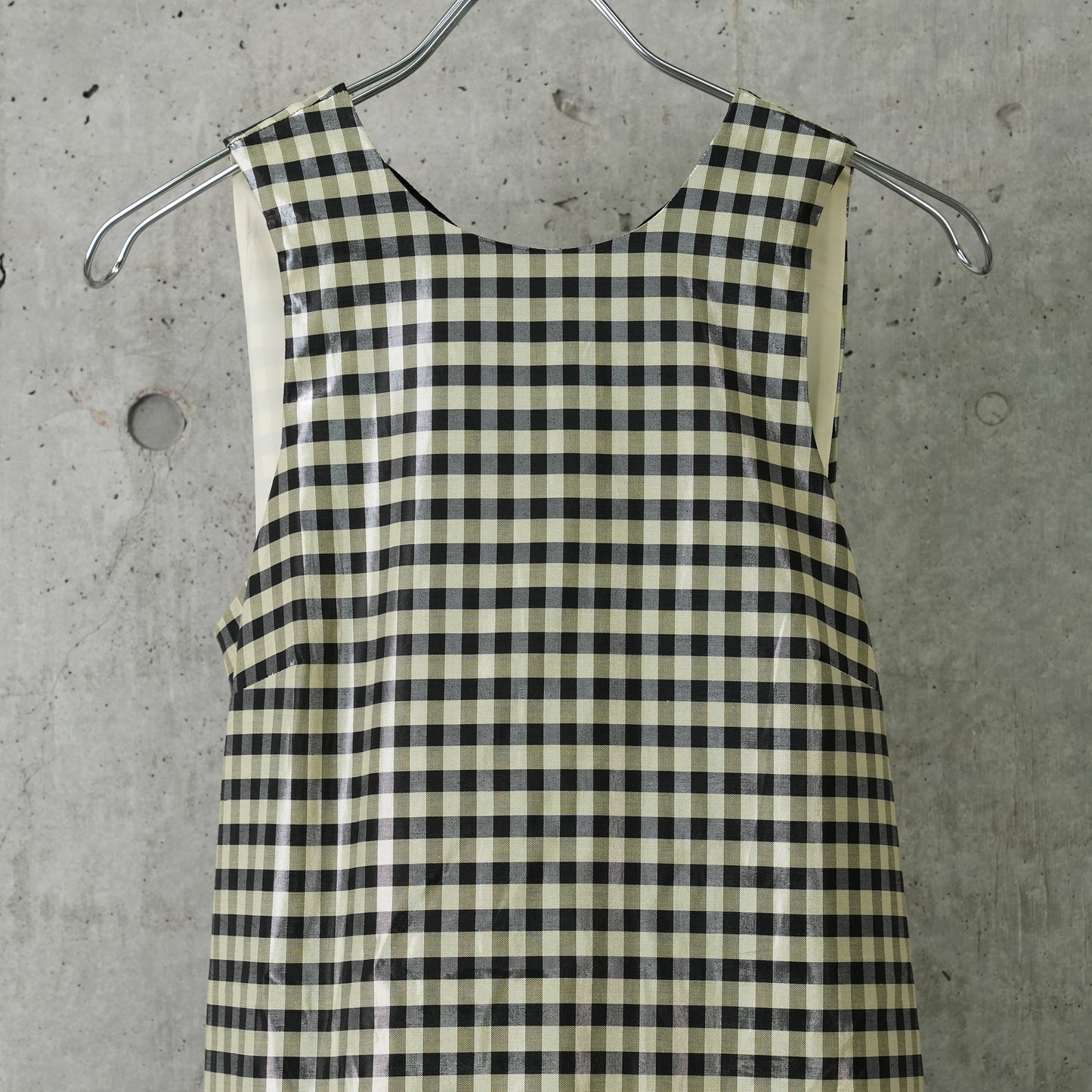 SHINY CHECK JACQUARD MIDI DRESS / 198:LEMON ICING