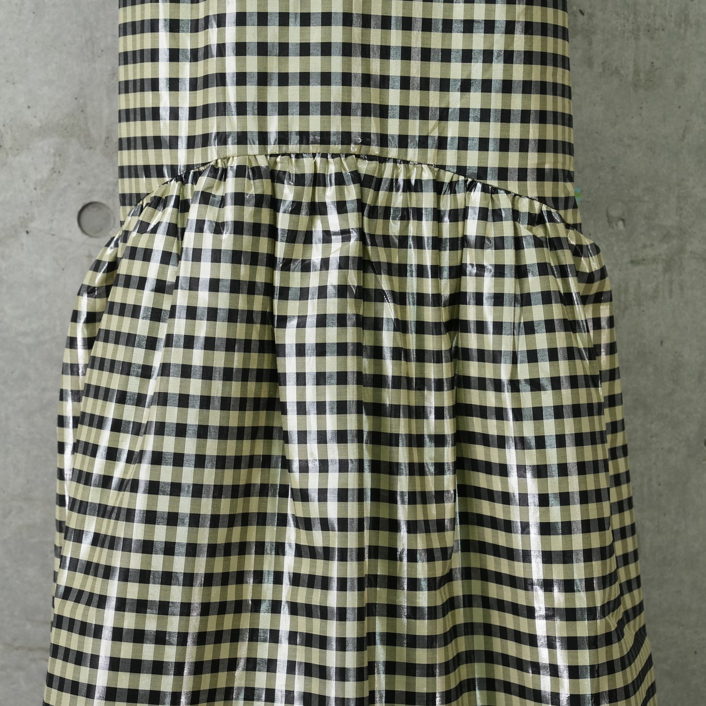 SHINY CHECK JACQUARD MIDI DRESS / 198:LEMON ICING