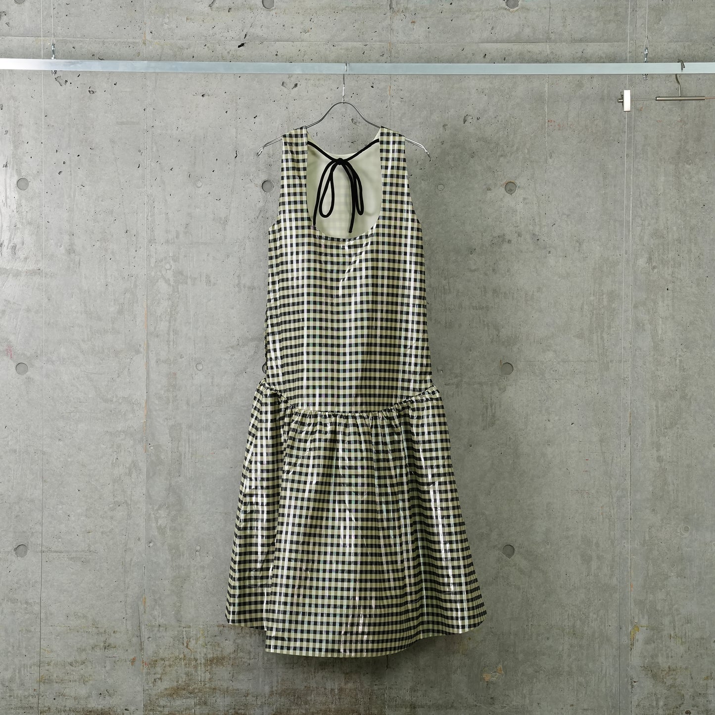 SHINY CHECK JACQUARD MIDI DRESS / 198:LEMON ICING