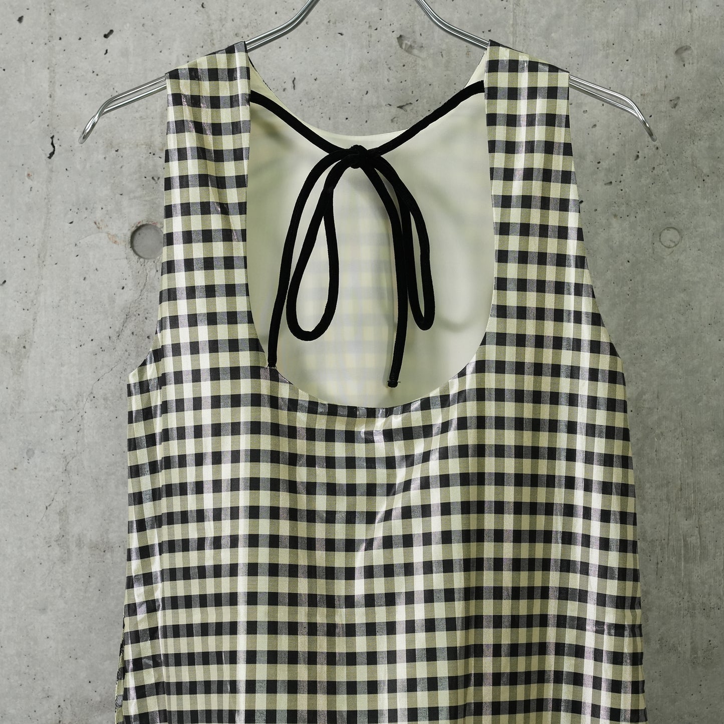 SHINY CHECK JACQUARD MIDI DRESS / 198:LEMON ICING