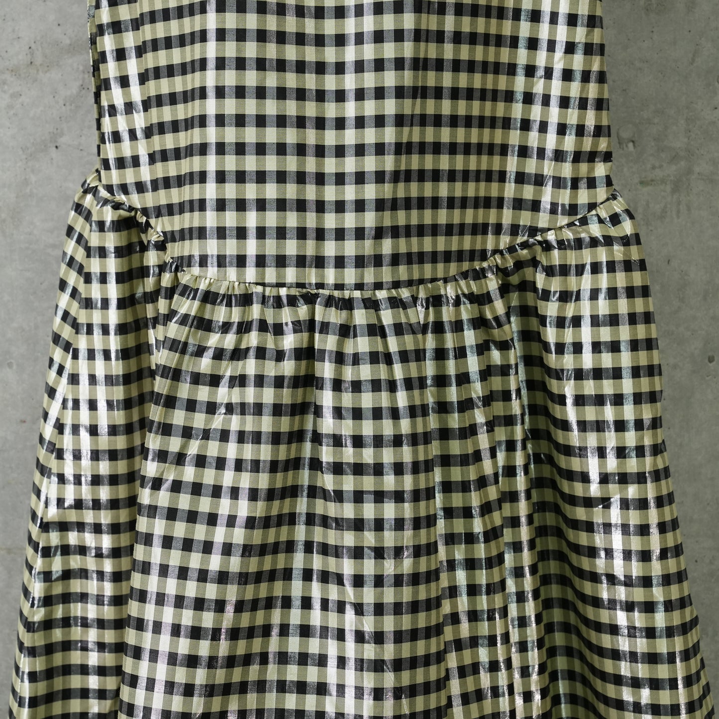 SHINY CHECK JACQUARD MIDI DRESS / 198:LEMON ICING