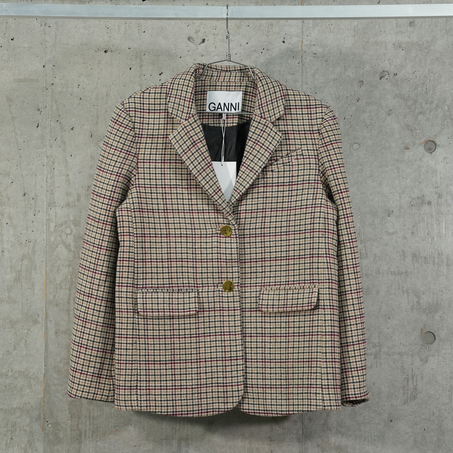 CHECK WOOL MIX BOXY BLAZER / 177:TIGER'S EYE