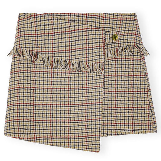 CHECK WOOL MIX WRAP MINI SKIRT / 177:TIGER'S EYE