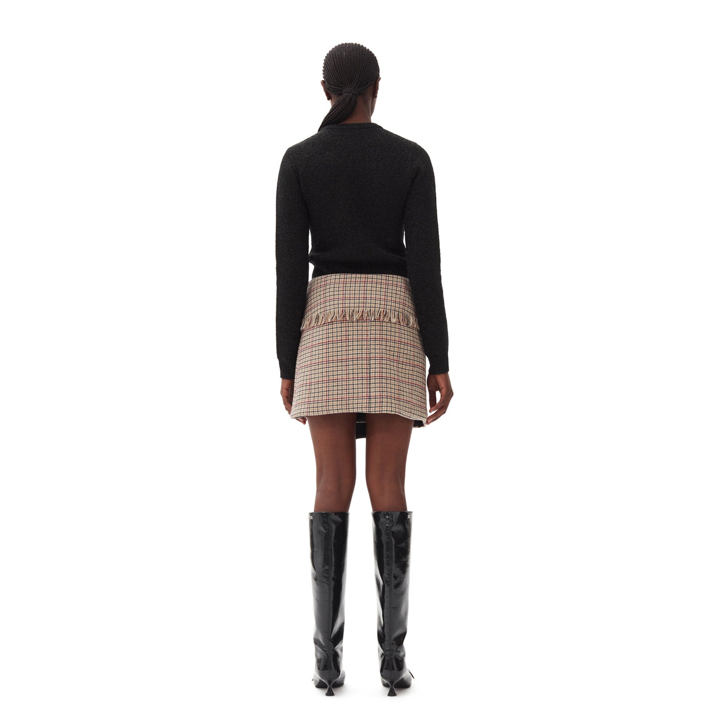 CHECK WOOL MIX WRAP MINI SKIRT / 177:TIGER'S EYE