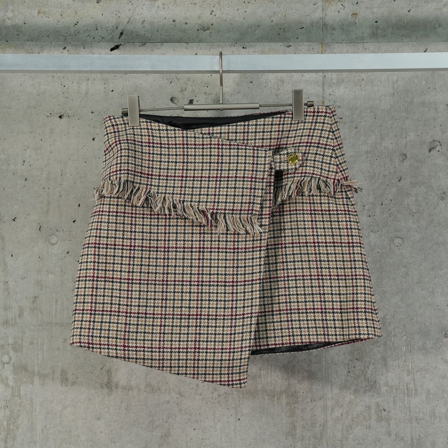 CHECK WOOL MIX WRAP MINI SKIRT / 177:TIGER'S EYE