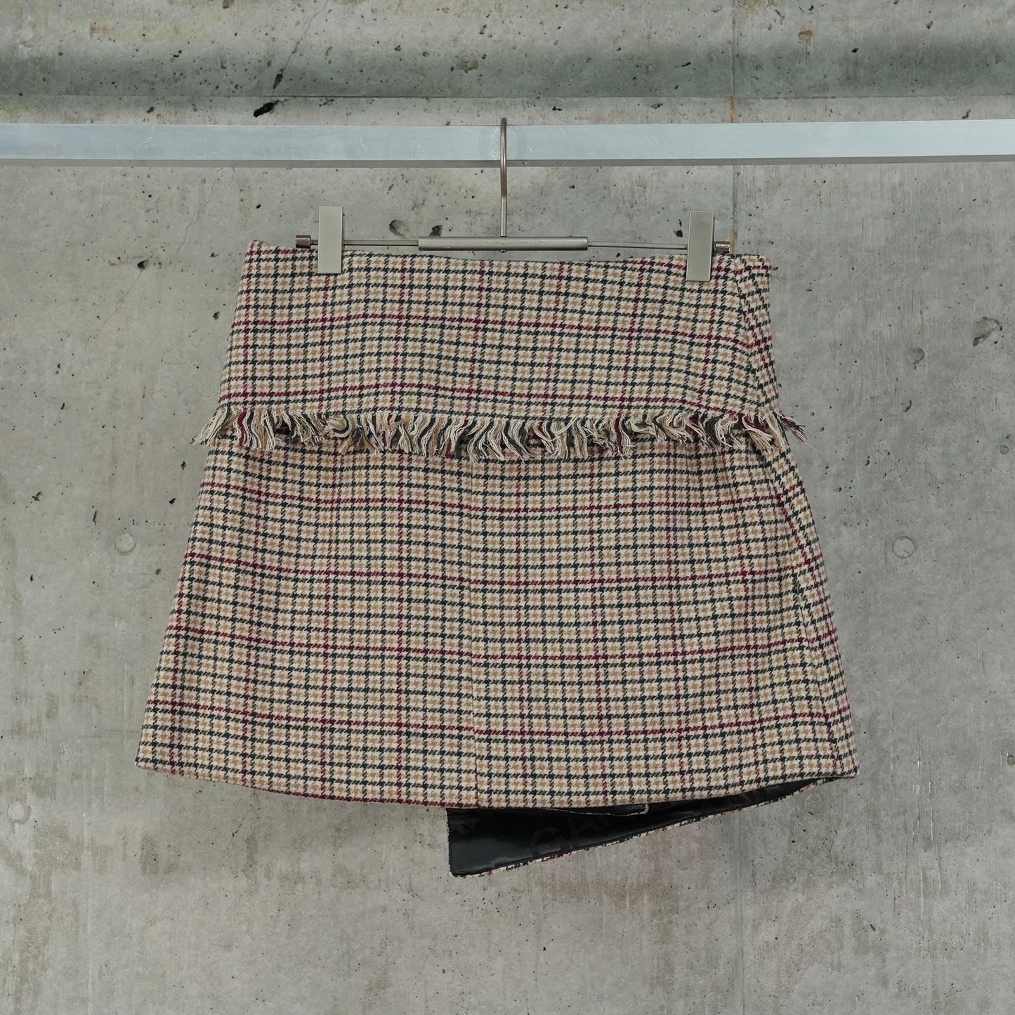 CHECK WOOL MIX WRAP MINI SKIRT / 177:TIGER'S EYE