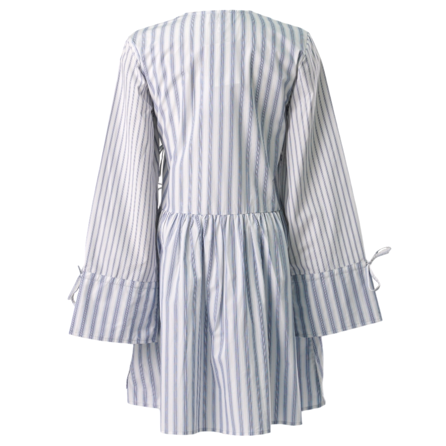 STRIPE COTTON MINI WRAP DRESS / 135:EGRET