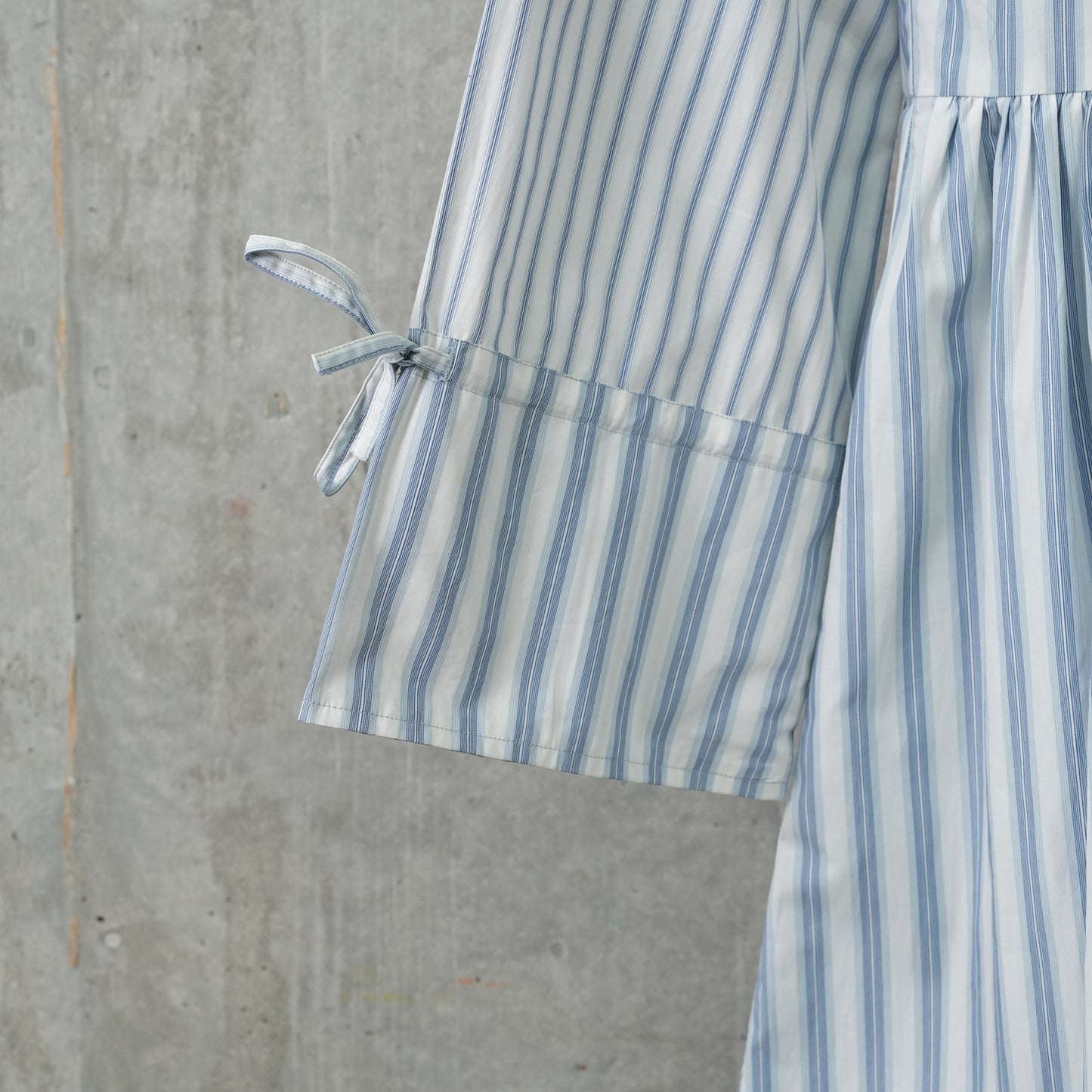 STRIPE COTTON MINI WRAP DRESS / 135:EGRET