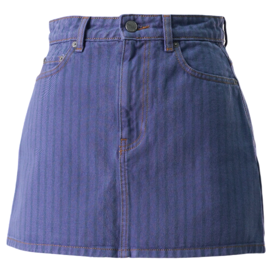 STRIPE OVERDYED DENIM MINI SKIRT / 083:COUNTRY BLUE