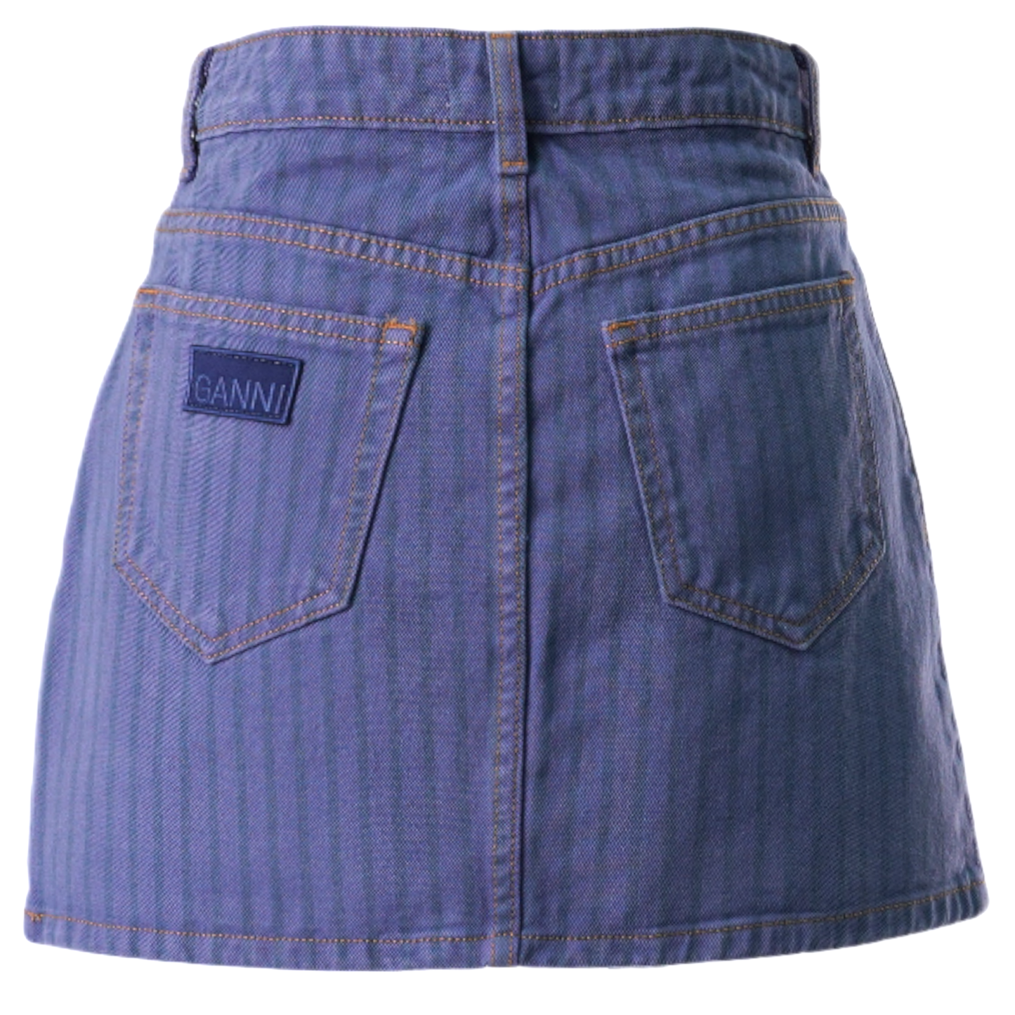 STRIPE OVERDYED DENIM MINI SKIRT / 083:COUNTRY BLUE