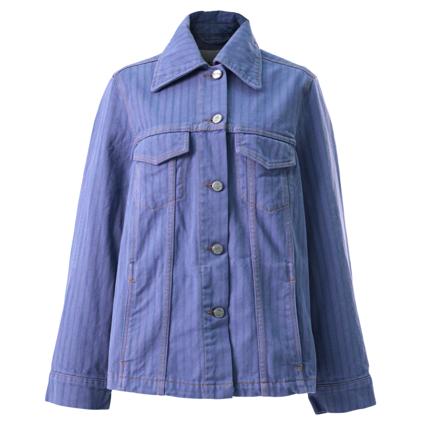 STRIPE OVERDYED DENIM JACKET / 083:COUNTRY BLUE