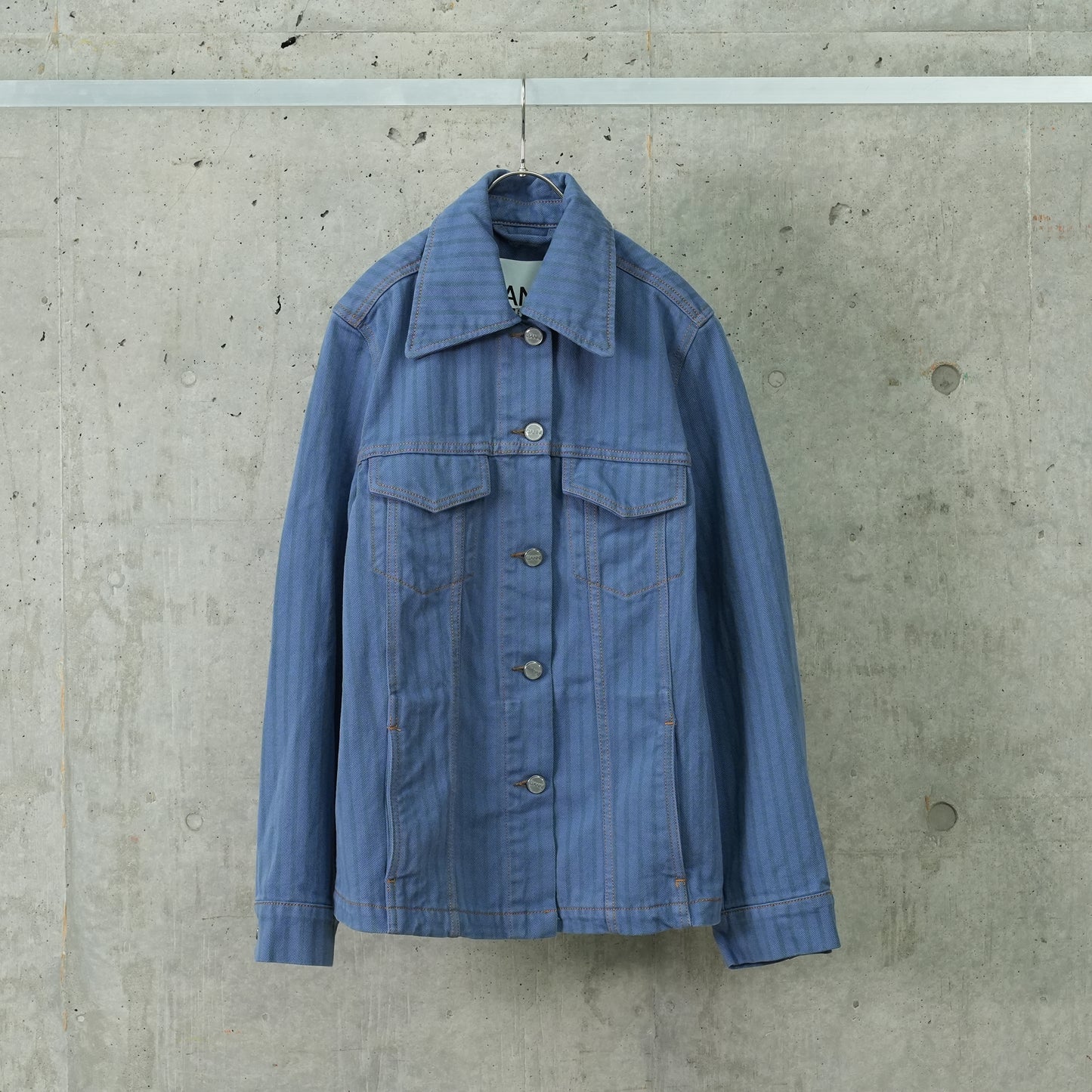 STRIPE OVERDYED DENIM JACKET / 083:COUNTRY BLUE