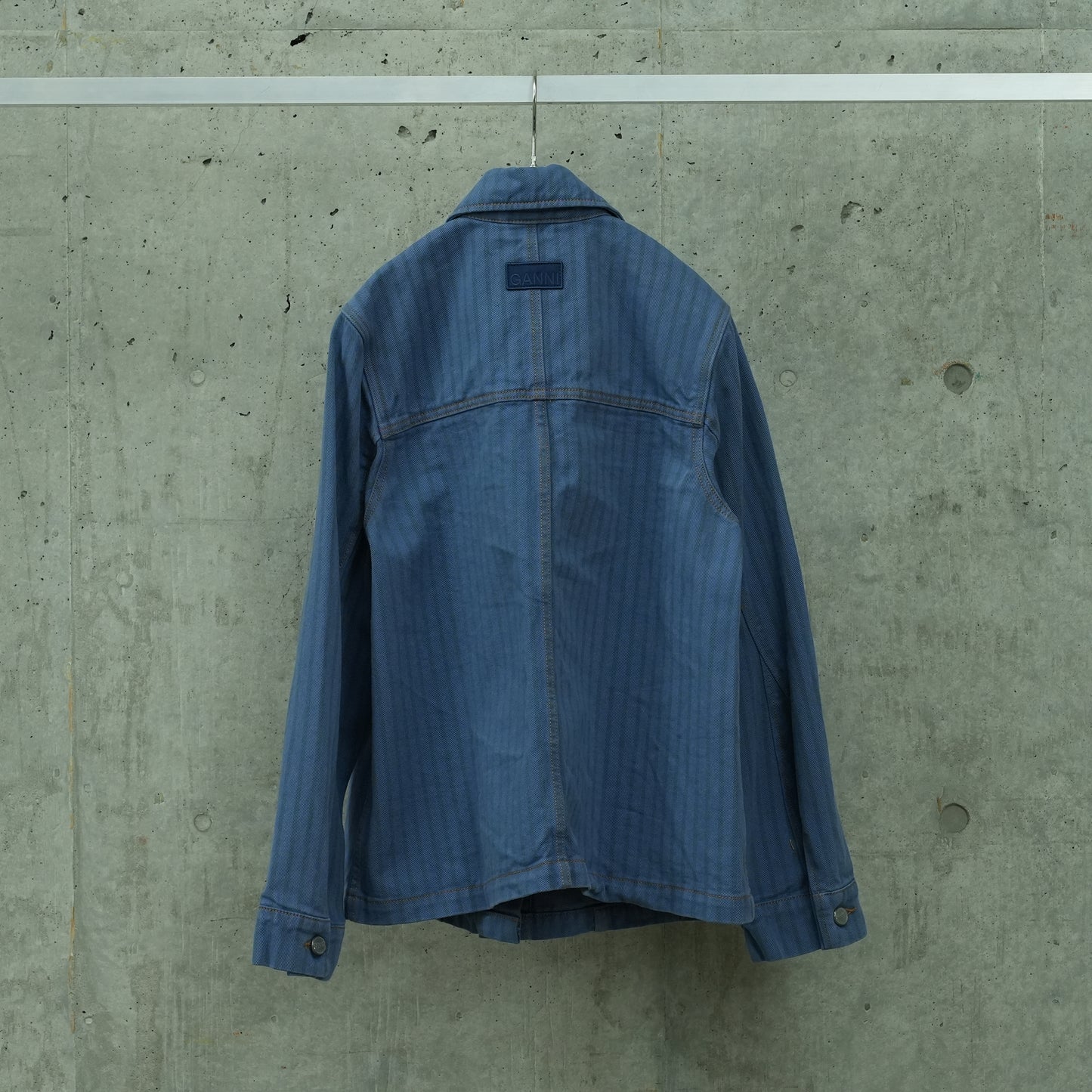 STRIPE OVERDYED DENIM JACKET / 083:COUNTRY BLUE