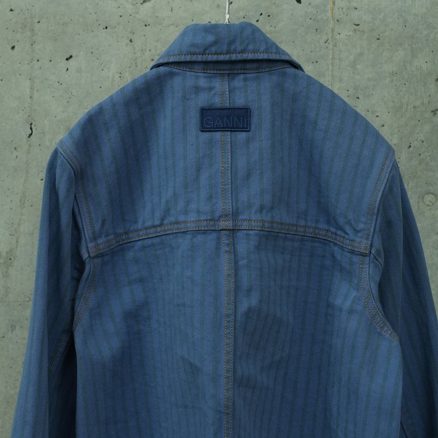 STRIPE OVERDYED DENIM JACKET / 083:COUNTRY BLUE