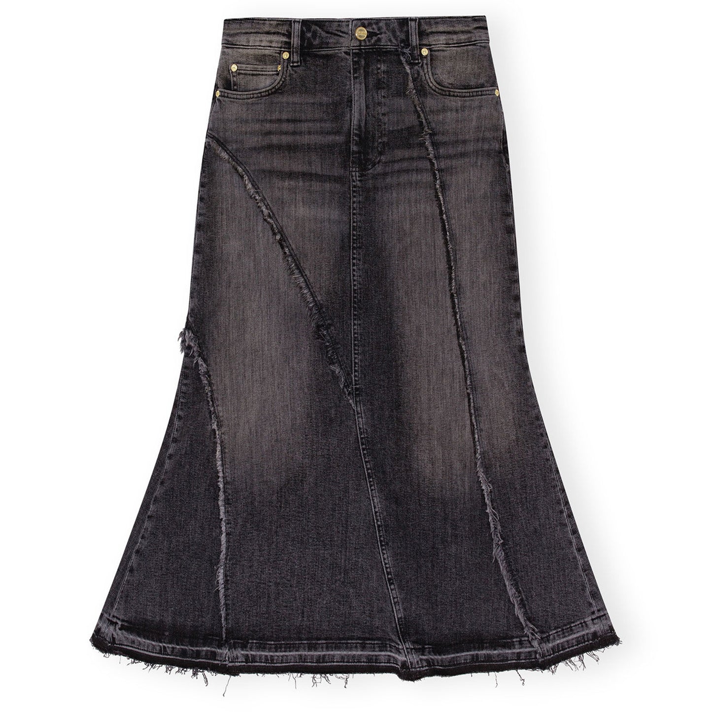 TINT EDGE DENIM LONG SKIRT / 006:WASHED BLACK/BLACK