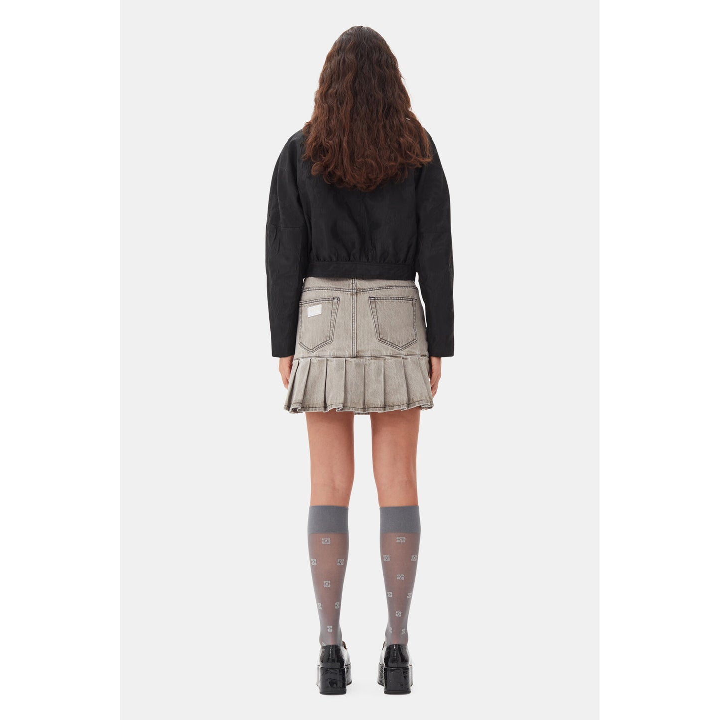 FUTURE DENIM PLEATED MINI SKIRT / 084:GRAY QUILL