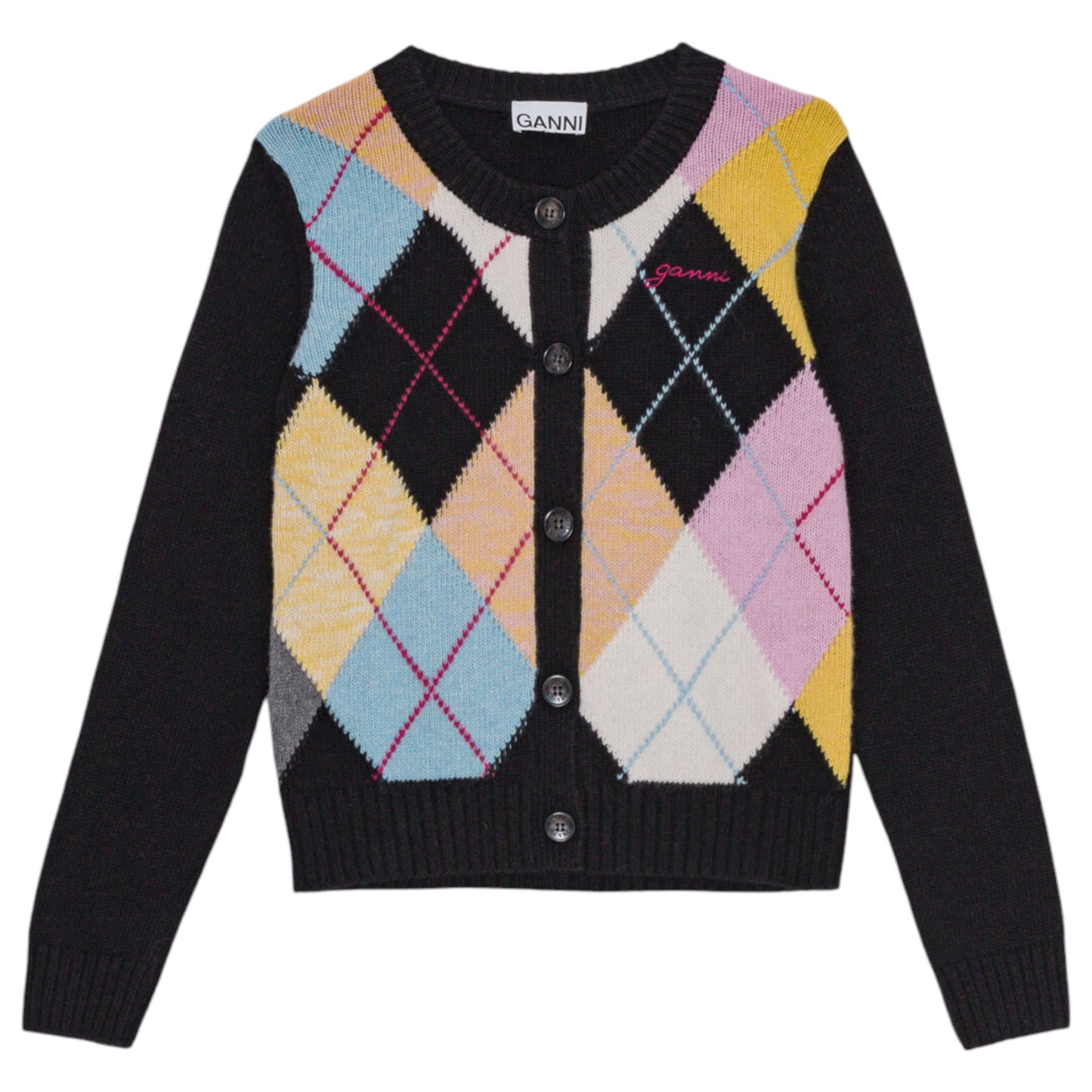 HARLEQUIN WOOL MIX KNIT CARDIGAN / MULTI