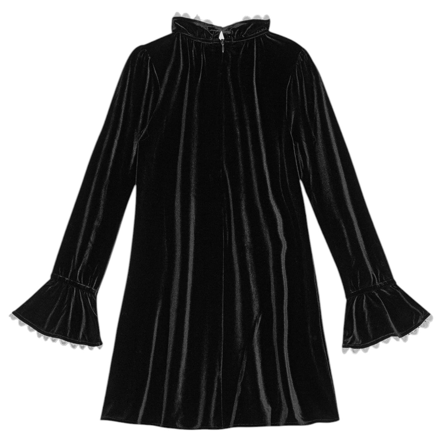 VELVET JERSEY A-LINE MINI DRESS / BLACK