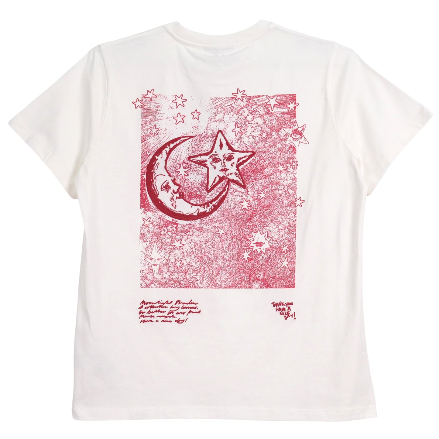 BASIC JERSEY CELESTIAL POSTER RELAXED T-SHIRT / EGRET