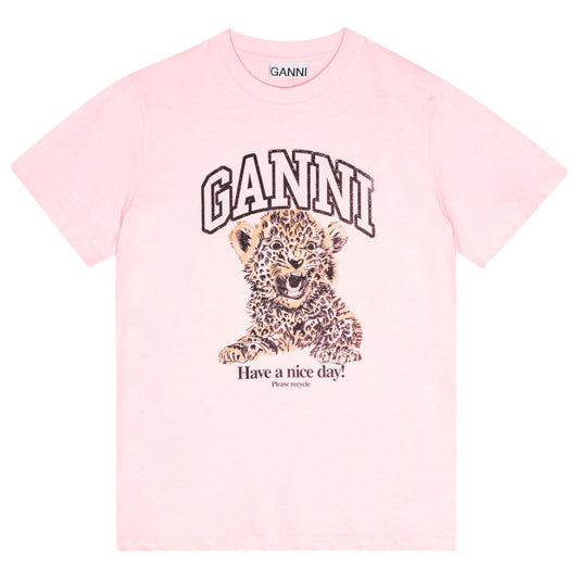 BASIC JERSEY LEOPARD RELAXED T-SHIRT / CHALKPINK