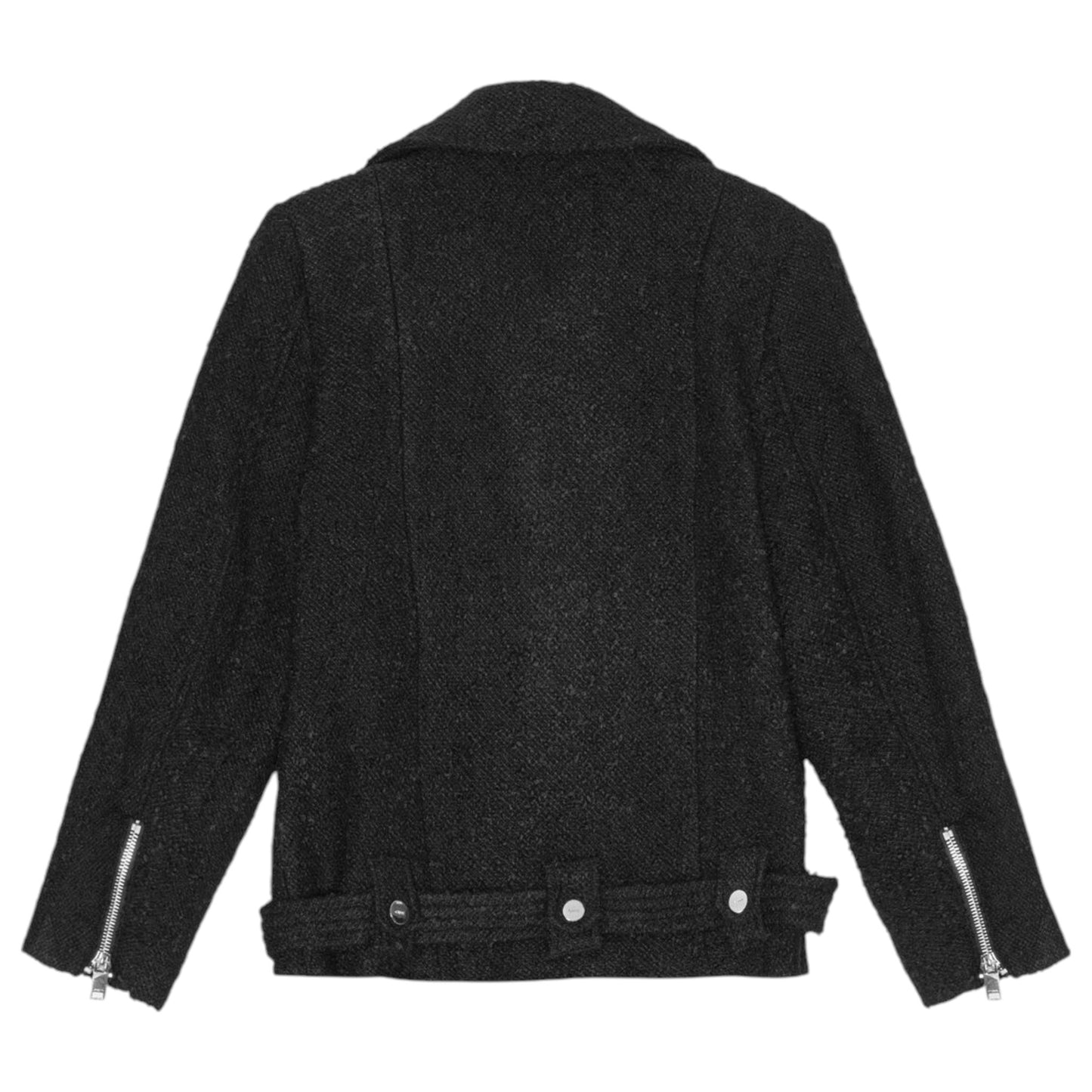 TEXTURED BOUCLE WOOL JACKET / BLACK