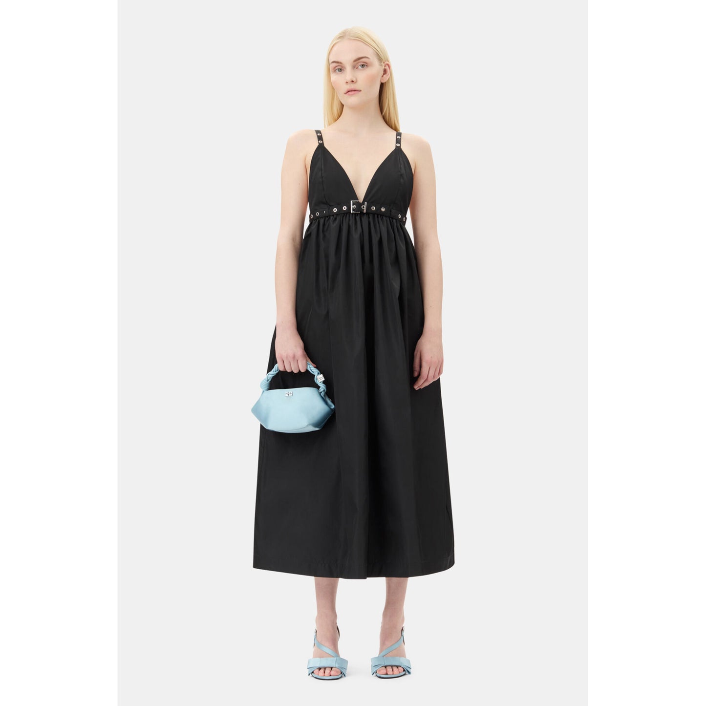 DUCHESSE NYLON STRAP DRESS / BLACK