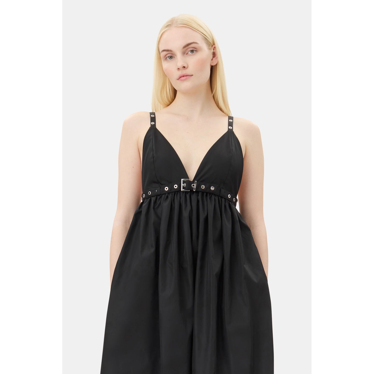 DUCHESSE NYLON STRAP DRESS / BLACK