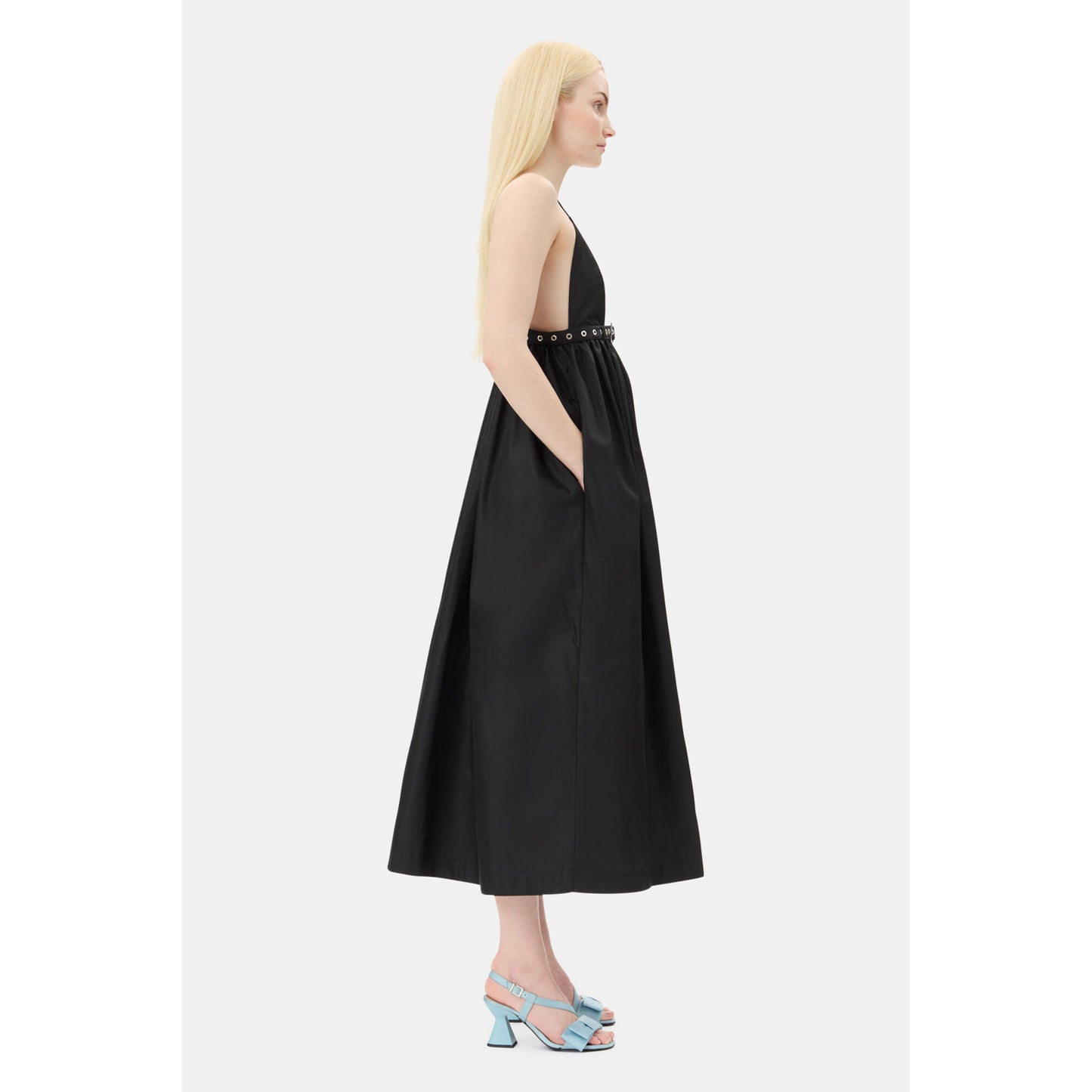 DUCHESSE NYLON STRAP DRESS / BLACK