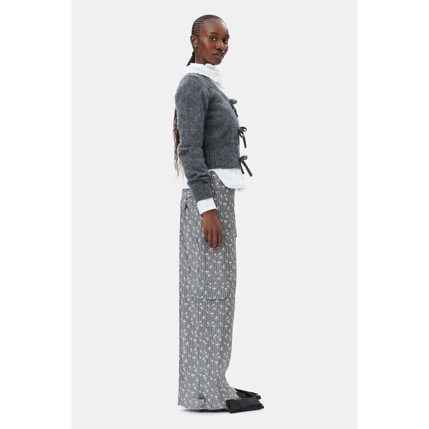 ACETATE JACQUARD CARGO PANTS / SMOKPEARL