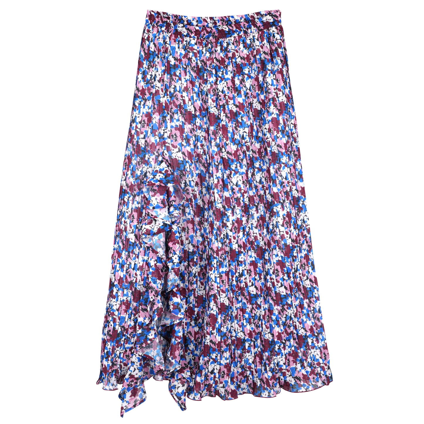 PLEATED GEORGETTE MIDI FLOUNCE SKIRT / 999:MULTICOLOUR