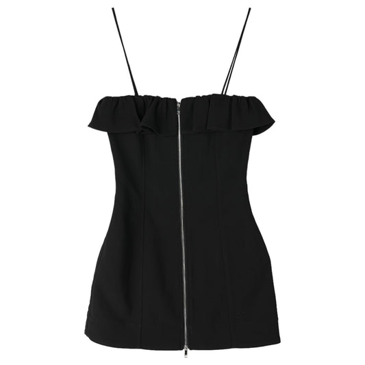 BONDED CREPE STRAP MINI DRESS / 099:BLACK