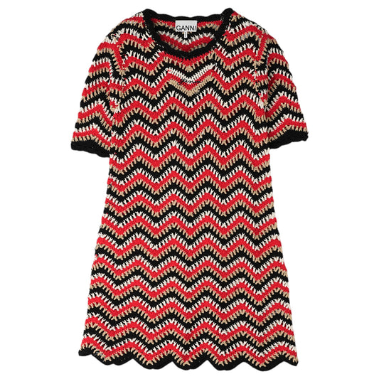 COTTON CROCHET MINI DRESS / 474:RACING RED