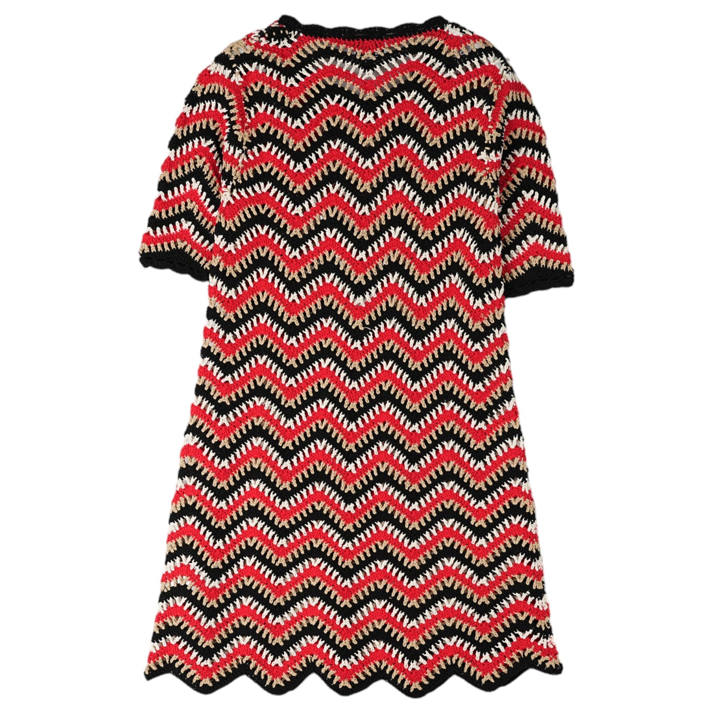 COTTON CROCHET MINI DRESS / 474:RACING RED