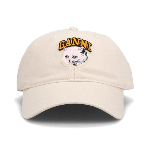 WASHED COTTON CANVAS CAT CAP / EGRET